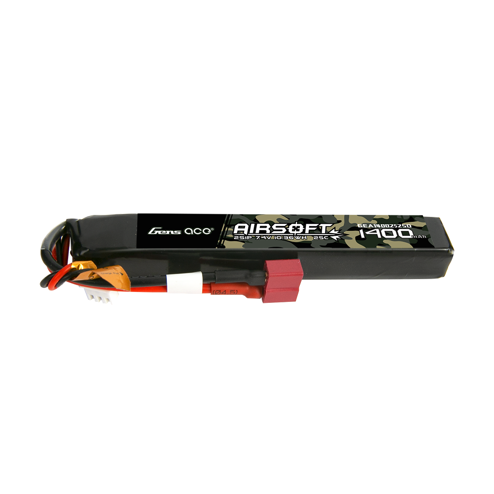 Gens ace 25C 1400mAh 2S1P 7.4V Airsoft Gun Lipo Battery with Deans(T) Plug
