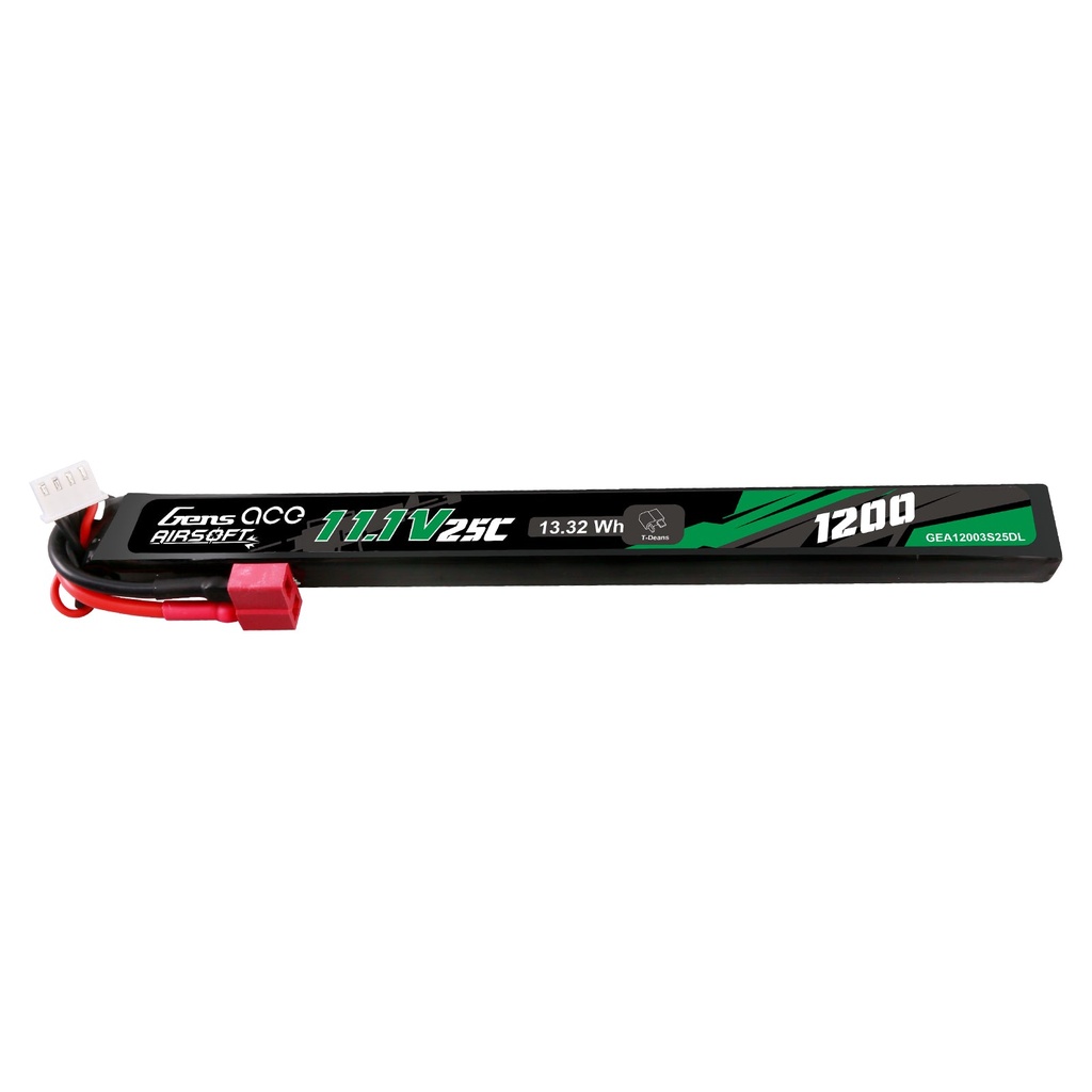 Gens Ace 25C 1200mAh 3S1P 11.1V Airsoft Gun Lipo Battery with Deans(T) Plug Long size