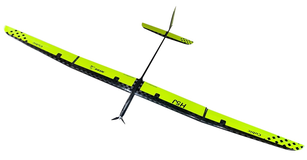 Hepf H5J 340cm Elektro Super-PNP F5J-Thermiksegler Glas-Carbon/Gelb inkl. Schutztaschen