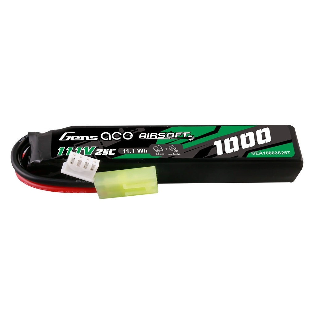 Gens ace 25C 1000mAh 3S1P 11.1V Airsoft Gun Lipo Battery with mini Tamiya Plug