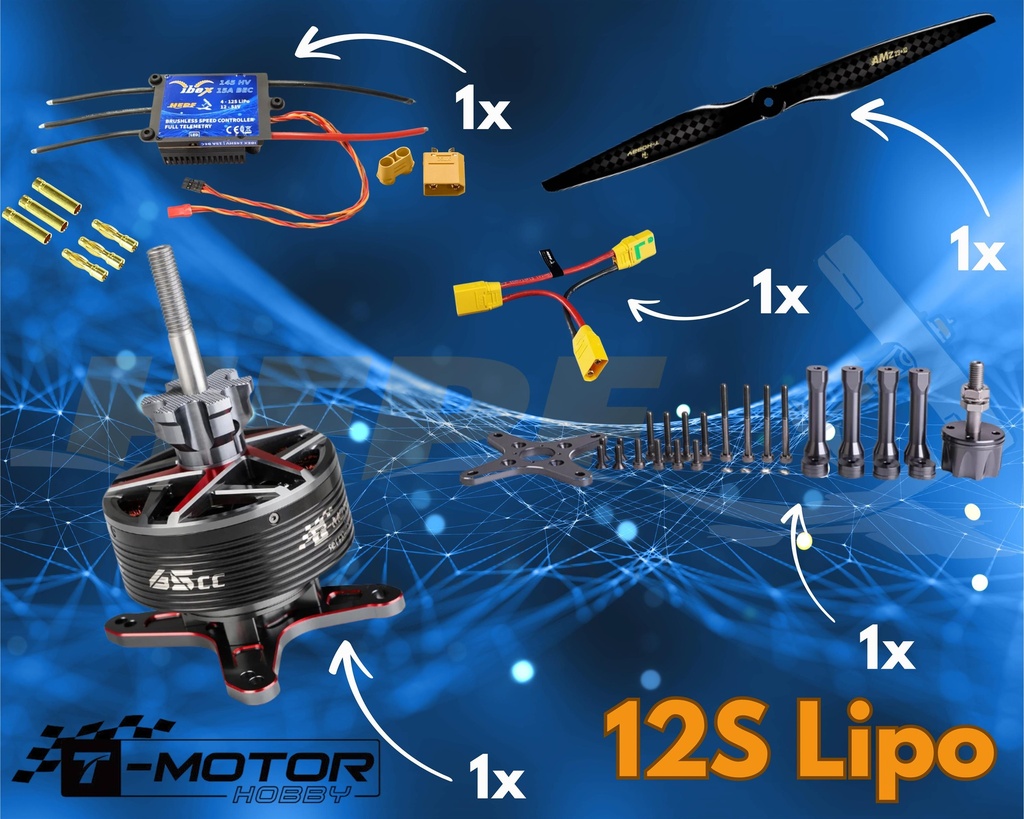 T-Motor 12S Antriebsset für 3D Modelle bis 2,2m Spannweite 84-89"