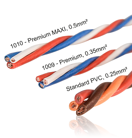 Premium MAXI servo lead, 2 x 0.5mm², 1 x 0.3mm², 1.0m