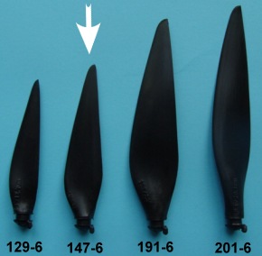 Kohlefaser Propeller Blatt, Grösse 6A, Durchmesser 5,8" (147mm)
