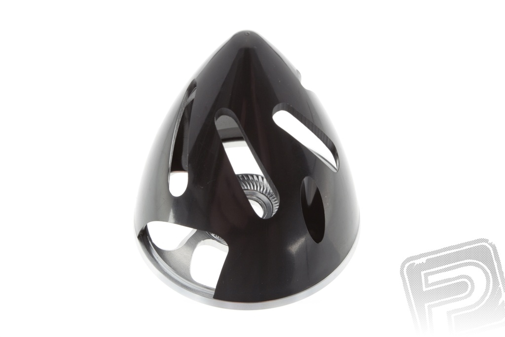 Spinner mit Alugrundplatte und Kühlöffnungen mit maximaler Effizienz (75 mm) schwarz