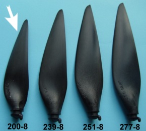 Kohlefaser Propeller Blatt, Grösse 8B, Durchmesser 7,9" (200mm)
