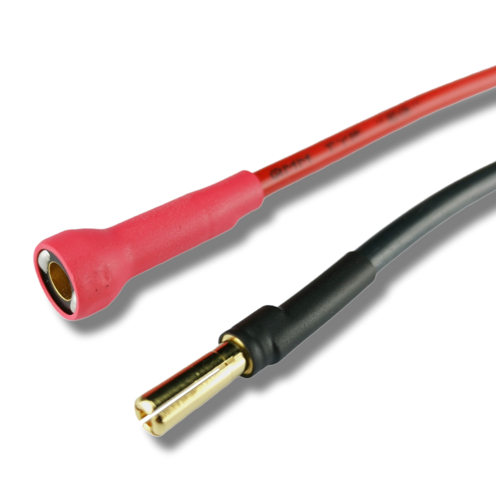 Akkuseitigen Stecker anlöten Antiblitz 4mm M-