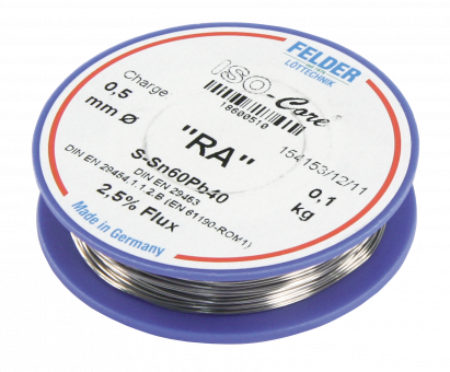 Lötzinn auf Rolle FELDER ISO-Core "RA", 0,5mm, 100g, bleihaltig (60%Sn 40%Pb)