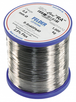 Lötzinn auf Rolle FELDER ISO-Core "RA", 0,5mm, 1000g, bleihaltig (60%Sn 40%Pb)