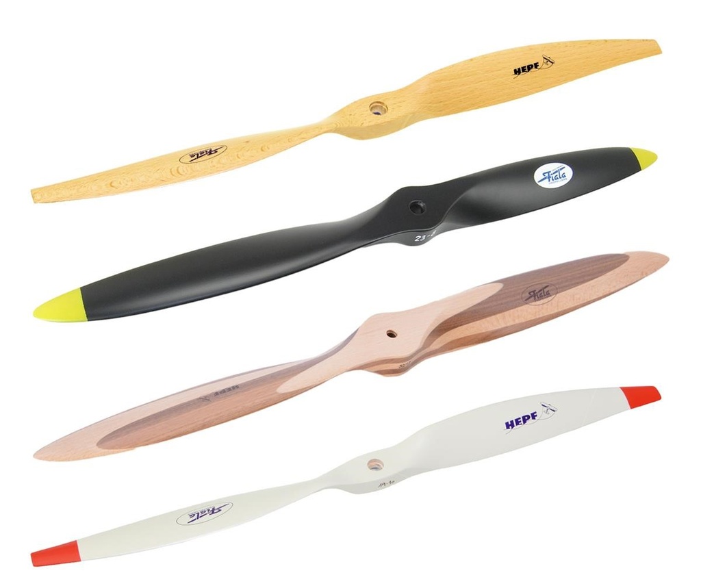 Fiala 2-Blatt 43x08 Verbrenner Holzpropeller - natur Pusher/links