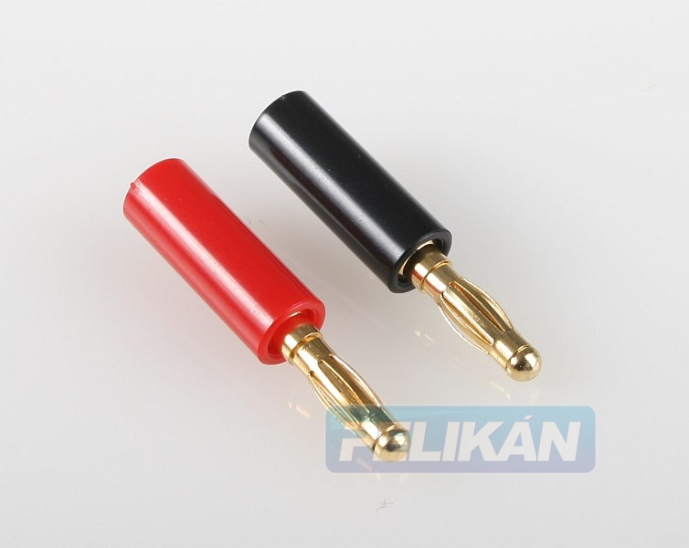 Labor-Stecker 4mm vergoldet mit Sicherungsschraube (rot und schwarz)