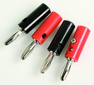 Labor-Stecker 4mm in Silber (rot und schwarz) Turbo