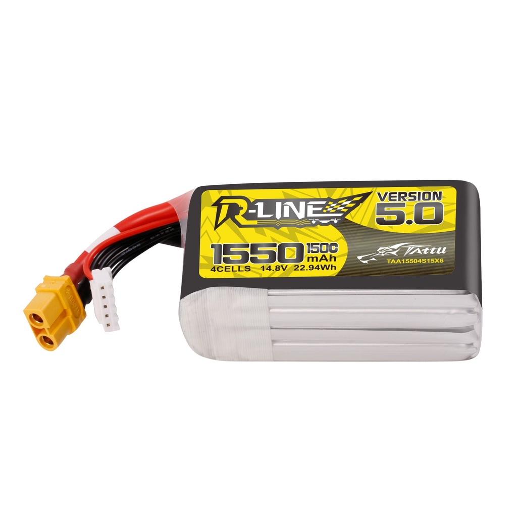 Tattu R-Line Version 5.0 1550mAh 14.8V 150C 4S1P Lipo Battery Pack with XT60 Plug