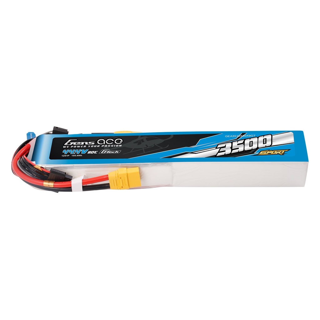 Gens Ace G-Tech 3500mAh 44.4V 80C 12S1P XT90 LIPO Battery Pack