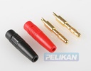 Labor-Stecker 4mm vergoldet mit Einlötvertiefung (rot und schwarz)