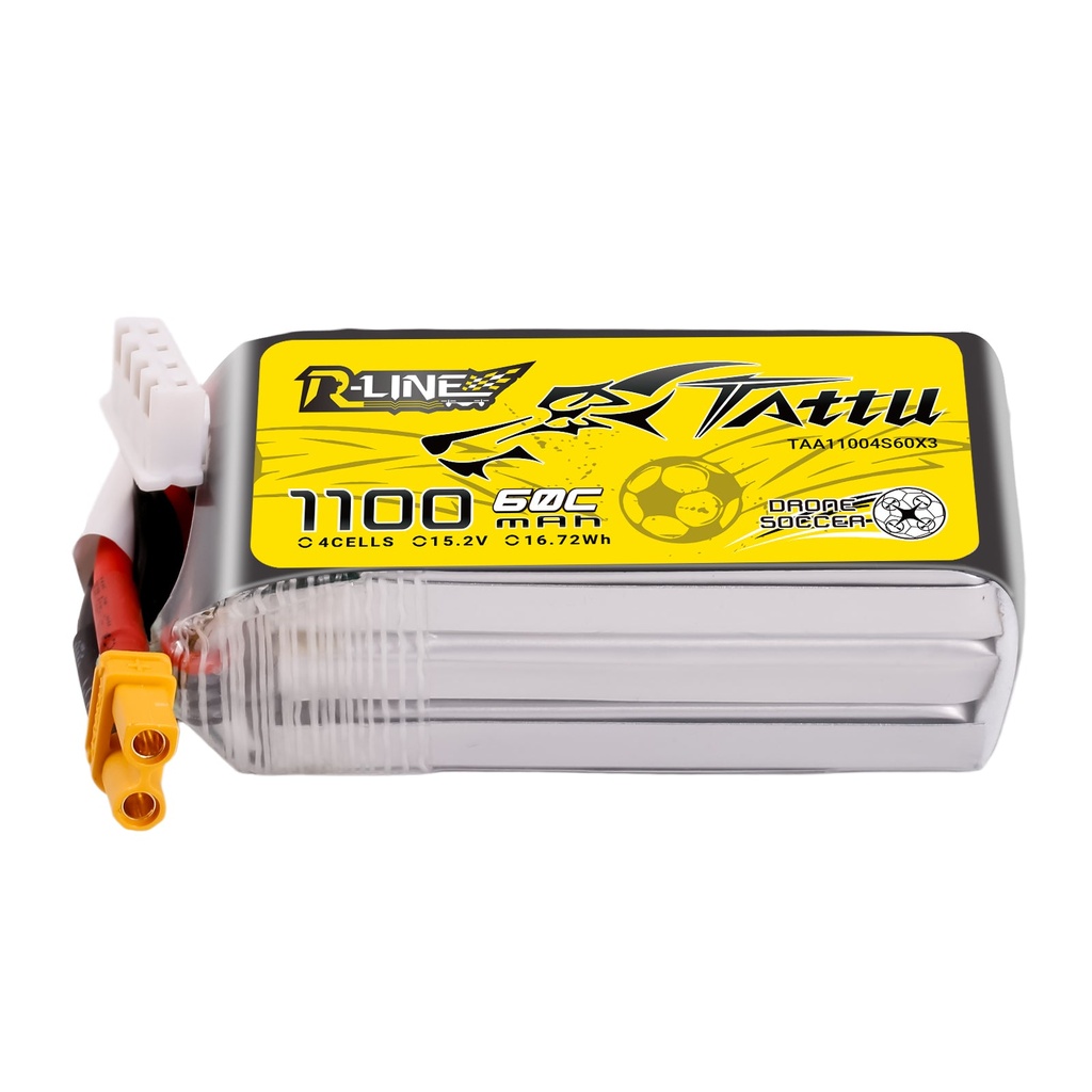 Tattu 1100mAh 15.2V 60C 4S1P Lipo Battery Pack with XT30 Plug