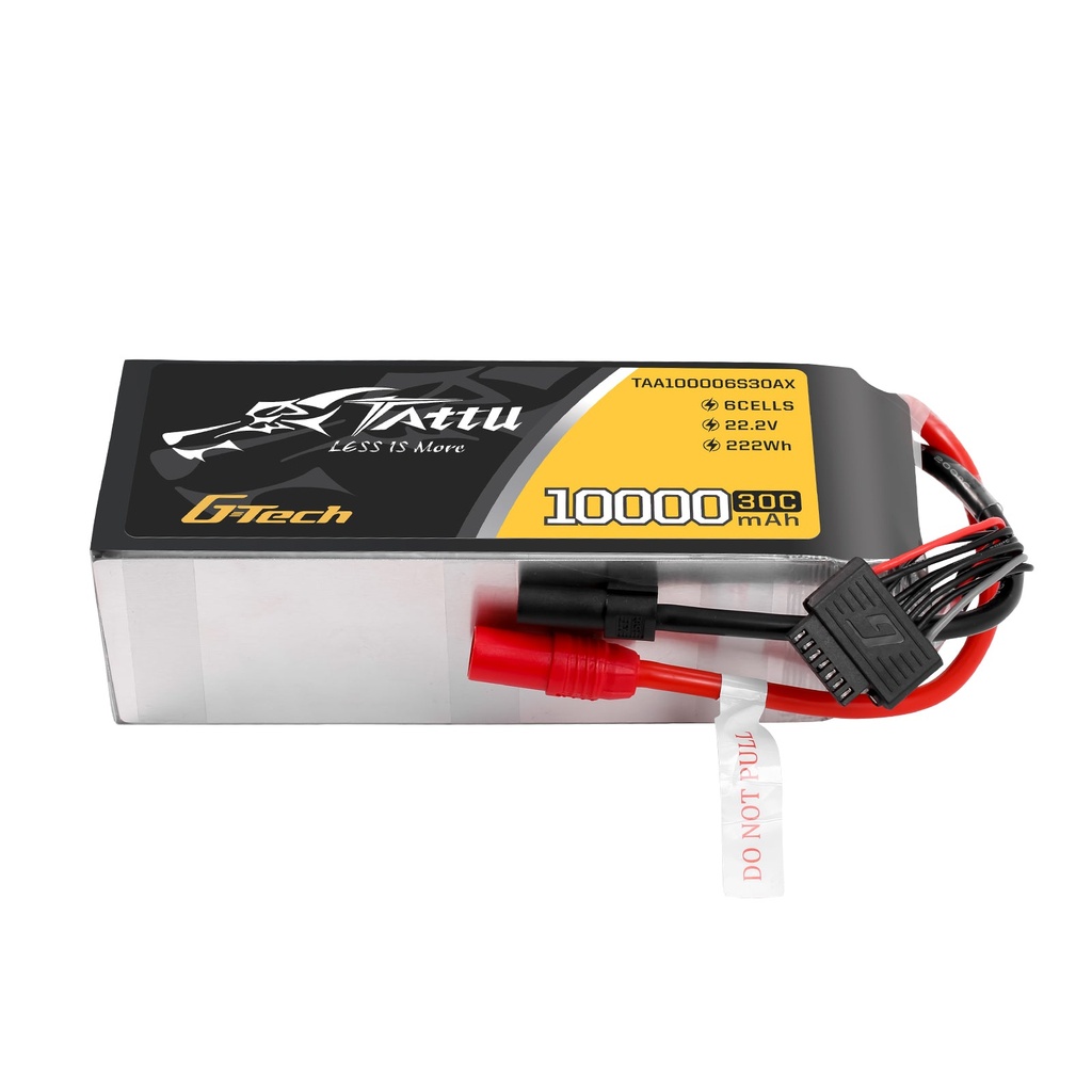 Tattu 10000mah 22.2V 30C 6S1P Lipo Battery Pack with AS150+XT150 Plug