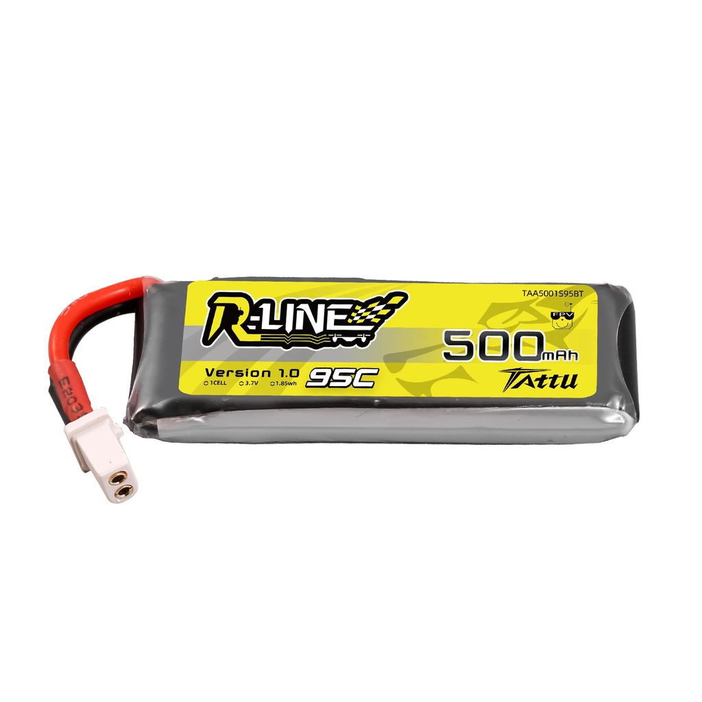 Tattu R-Line 500mAh 3.7V 1S1P 95C Lipo Battery  with  BT2.0 Plug