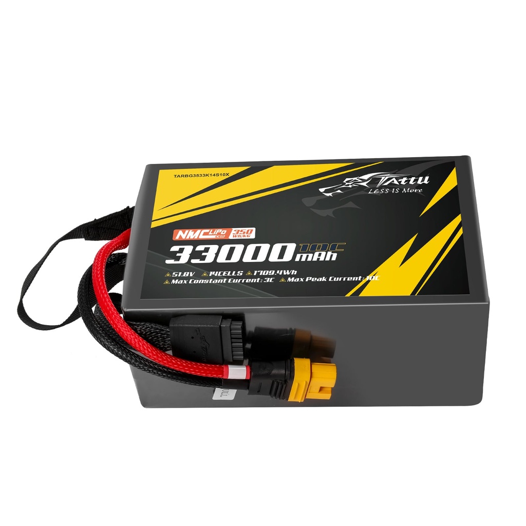 Tattu Semi-solid State 350Wh/kg 33000mAh 10C 51.8V 14S1P Lipo Battery Pack with AS150U-F plug