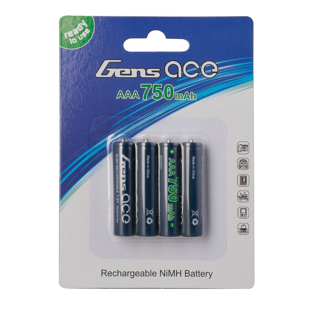 Gens Ace AAA NIMH 750mAh 1.2V Battery (4pcs) for Mini-Z