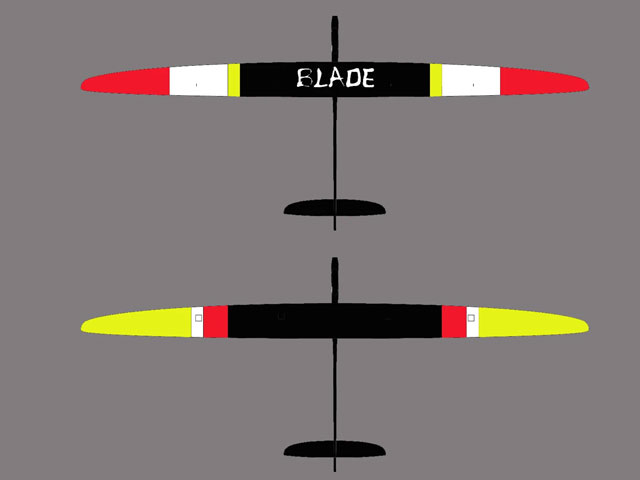 RCRCM Blade F5J X-Tail 3.3m Rot/Gelb GFK/CFK mit Schutztasche