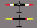 RCRCM Blade F5J X-Tail 3.3m Rot/Gelb GFK/CFK mit Schutztasche