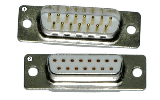 D-Sub-Verbinder 15polig, Stecker & Buchse