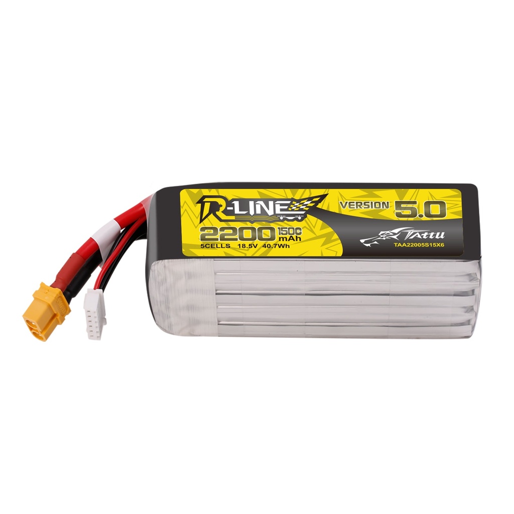 Tattu R-Line Version 5.0 18.5V 2200mah 5S 150C Lipo Battery with XT60U-F Plug