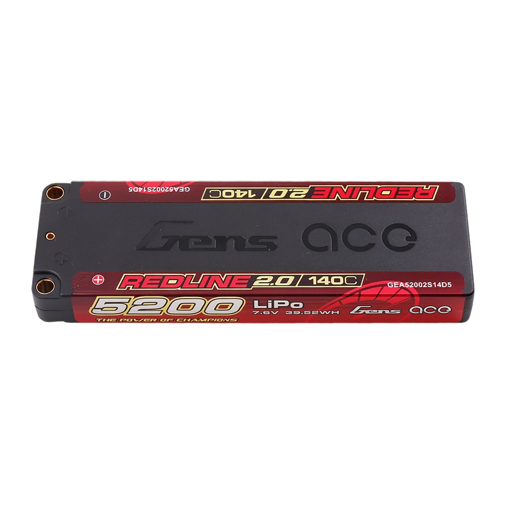 Gens ace Redline 2.0 5200mAh 7.6V 140C 2S HardCase 146# HV Lipo Battery