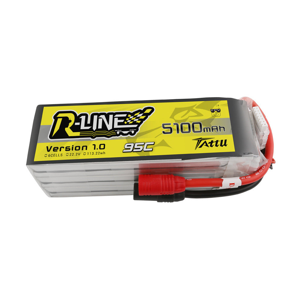 Tattu 5100mah 6S 95C 22.2V Lipo Battery with AS150 Plug | R-Line Series