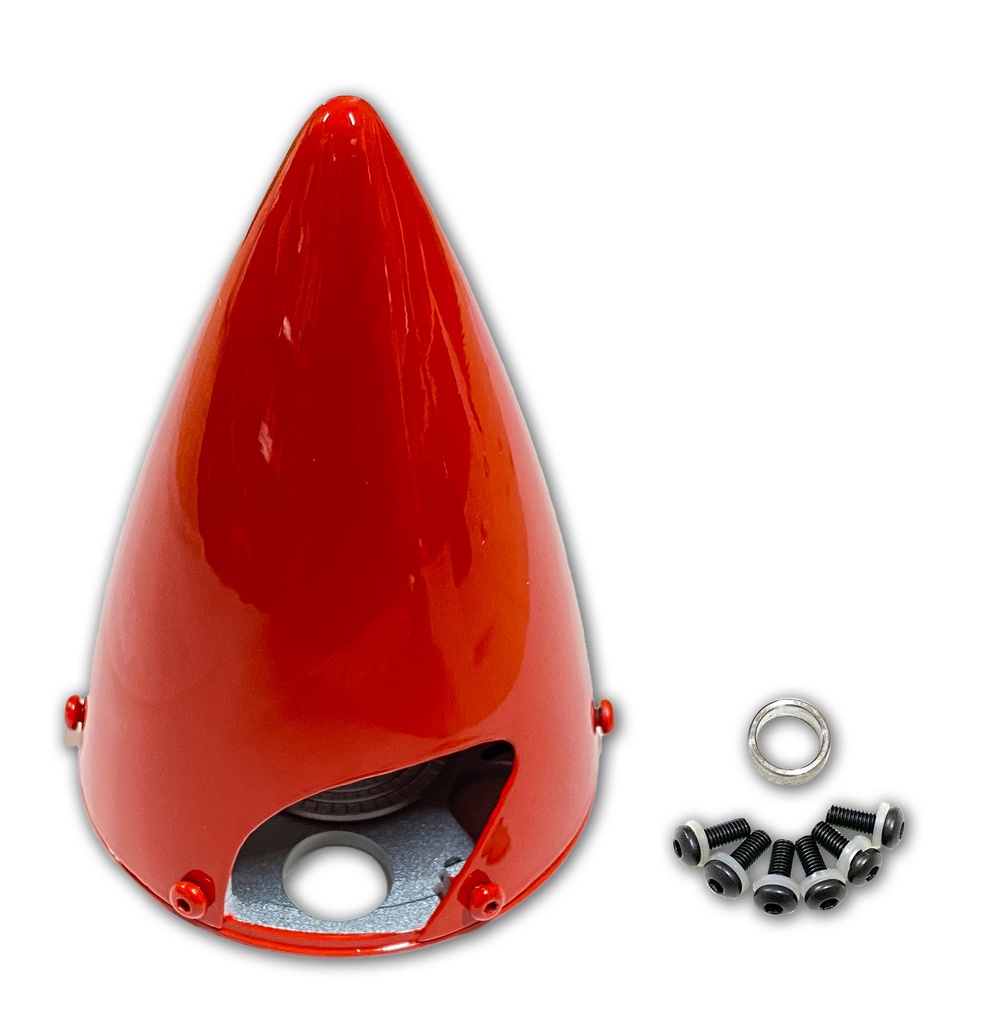 CFK Spinner D  76mm (3") mit Alu Grundplatte d 10 / 8mm 2-Blatt Propausnehmung in rot