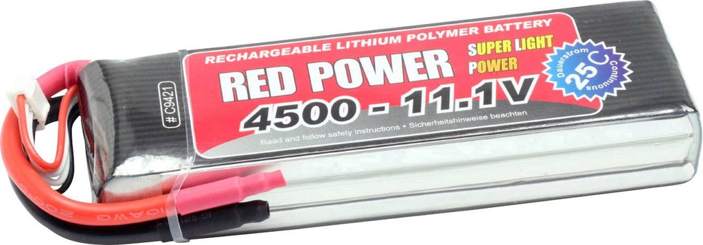 Red Power Scale Model Akkupack (LiPo) 11.1V 4500 mAh 3 Zellen 25 C Softcase