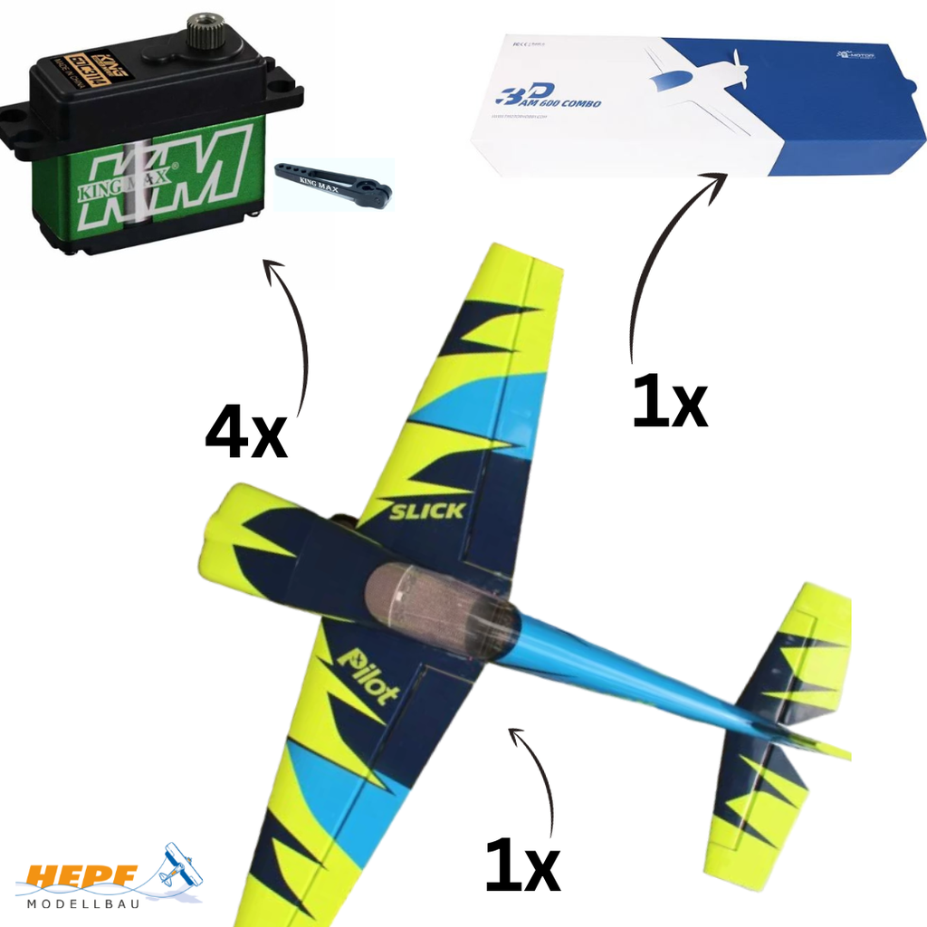 Pilot RC Slick 60" grün/blau 02 SET mit Antrieb und Servos