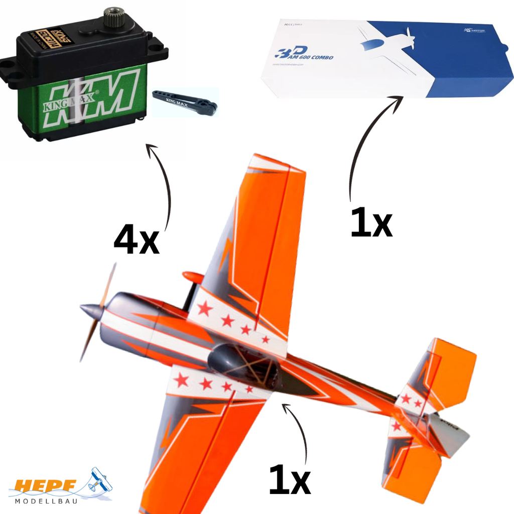 Pilot RC Laser 60 orange/silber/weiß (08) SET mit Antrieb und Servos