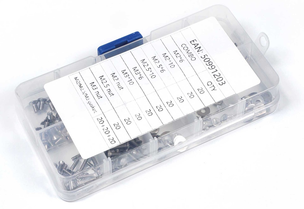 Robbe Modellsport Schraubenbox Senkkopf Kreuzschlitz, Muttern, Scheiben 240Stk. M2-M3 Edelstahl
