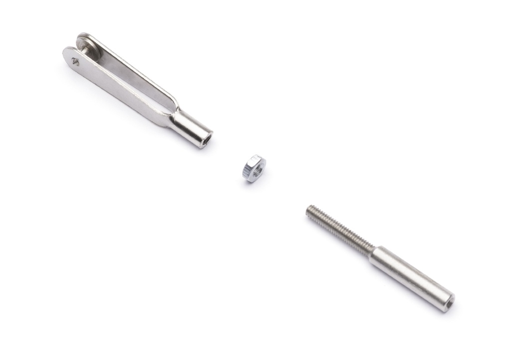 Matall Gabelkopf mit Gewindelöthülse 1,2mm, M2, 2 Stück