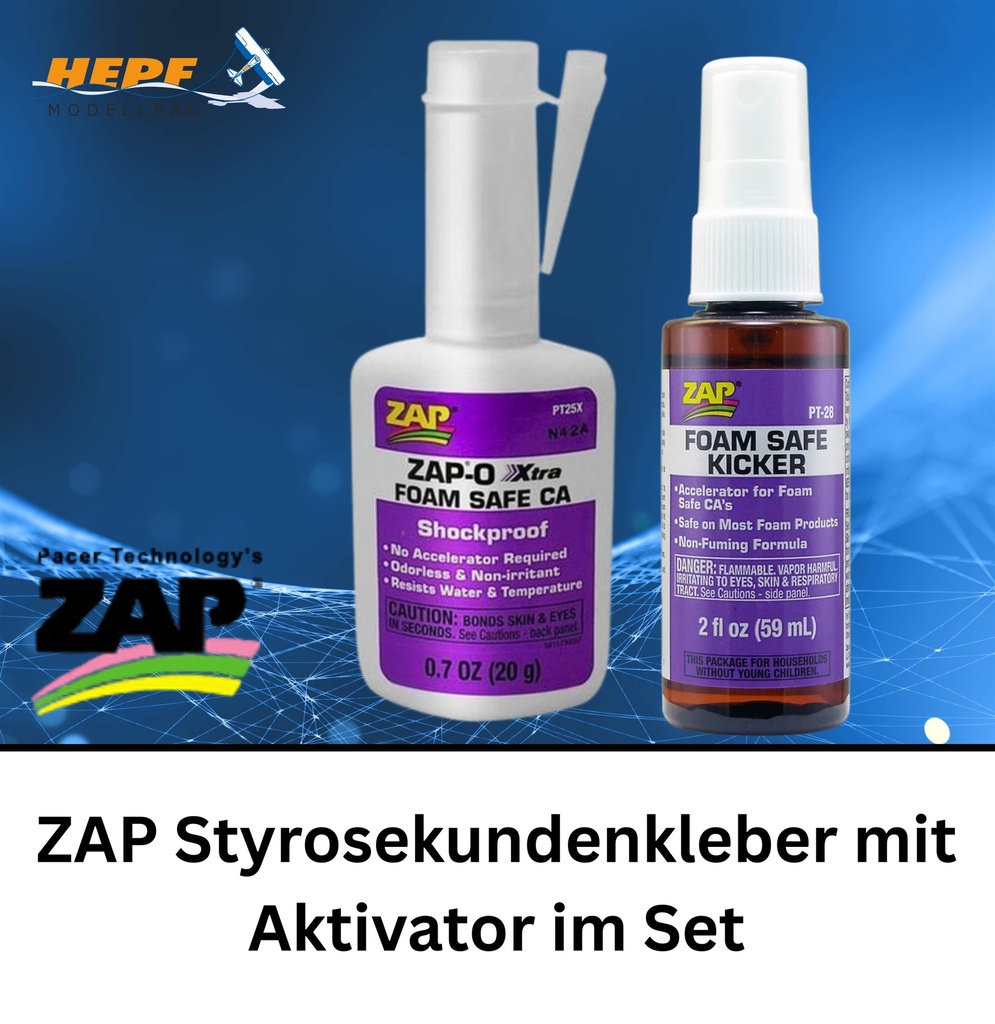 ZAP Styrosekundenkleber mit Aktivator im Set