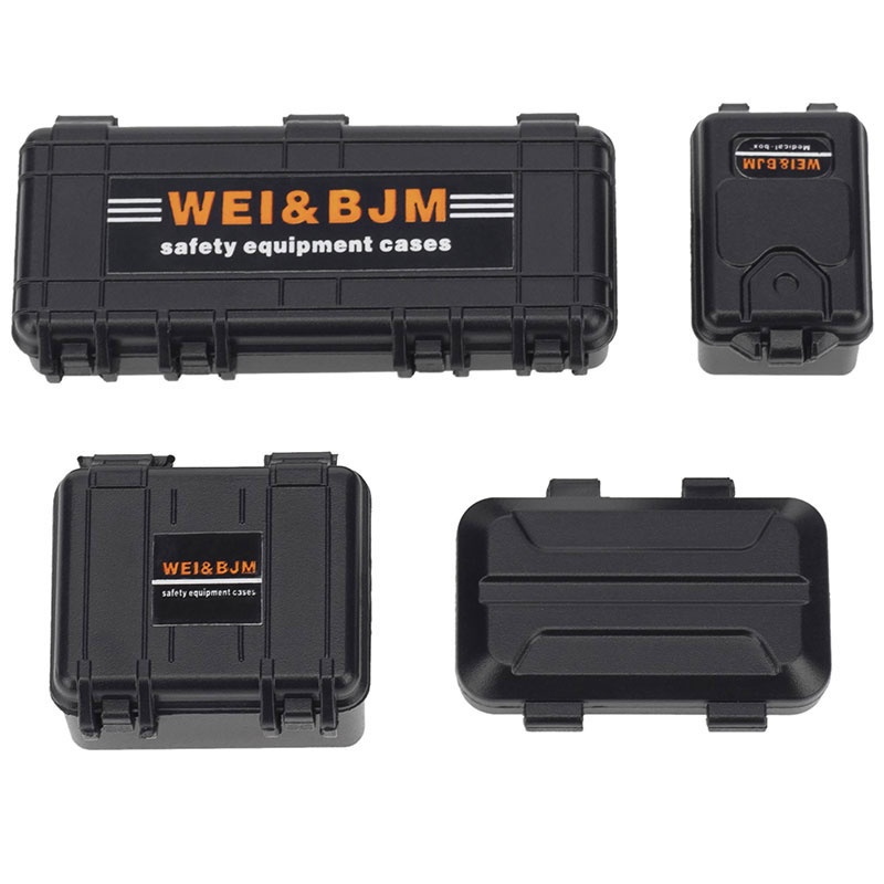 Werkzeug- und Transportkisten set Schwarz 4 Teilig Deko 1/24