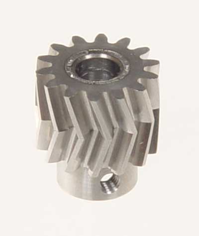 Ritzel 13 Zähne Ø6mm, pfeilverzahnt 25°, Modul 1