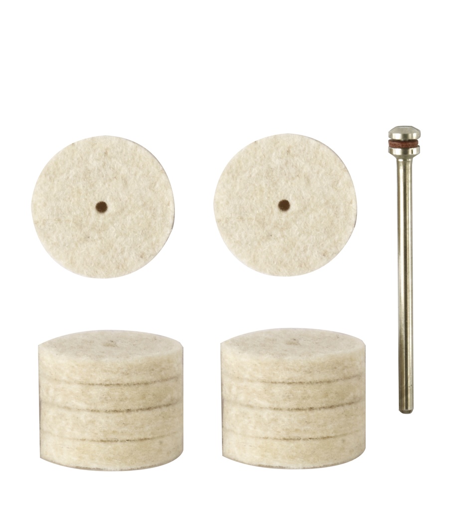 Filzscheiben, 22 mm, 10 Stück + 1 Träger