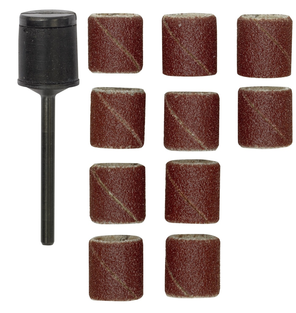 Schleifzylinder, 13 mm, mit 10 Schleifbändern K120