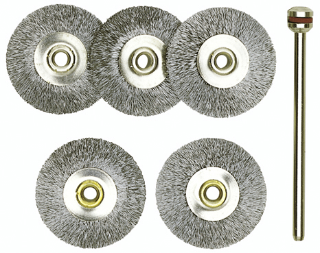 Radbürsten, Stahl, 22 mm, 5 Stück + 1 Träger