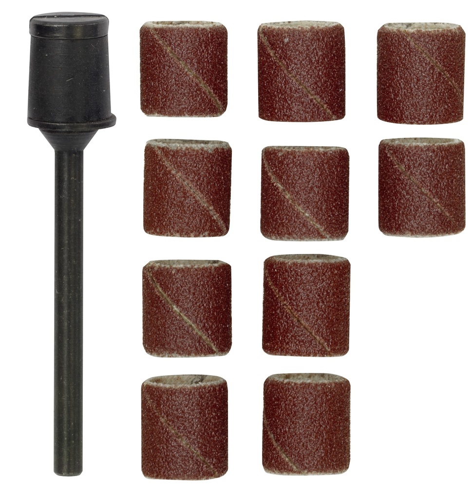 Schleifzylinder, 10 mm, m. 10 Schleifbändern K150