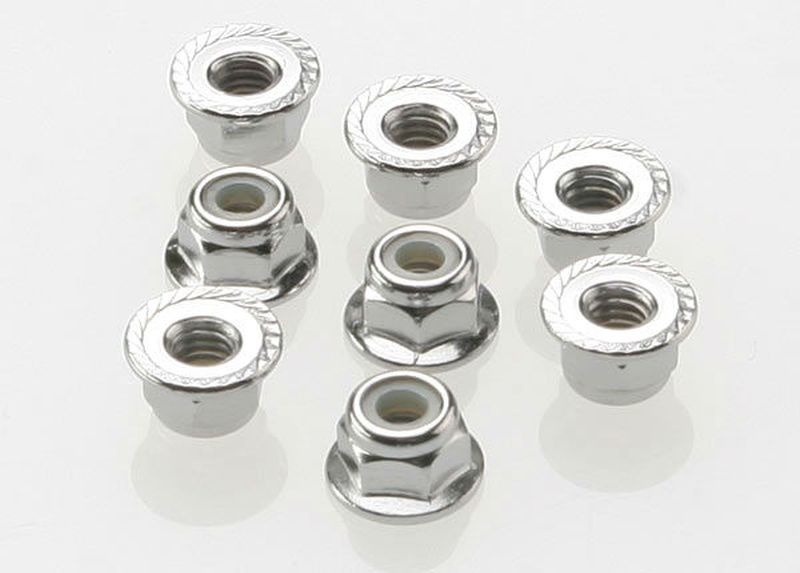 Selbstsichernd Chrome Muttern 4mm mit Flansch