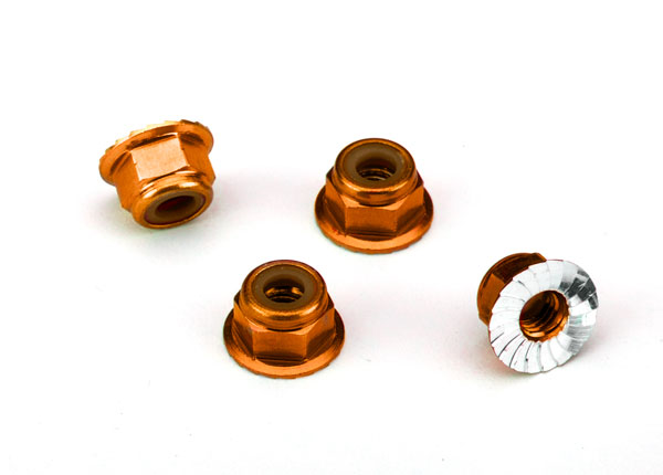 Radmuttern mit Flansch 4mm selbstsichernd Orange (4 Stk)
