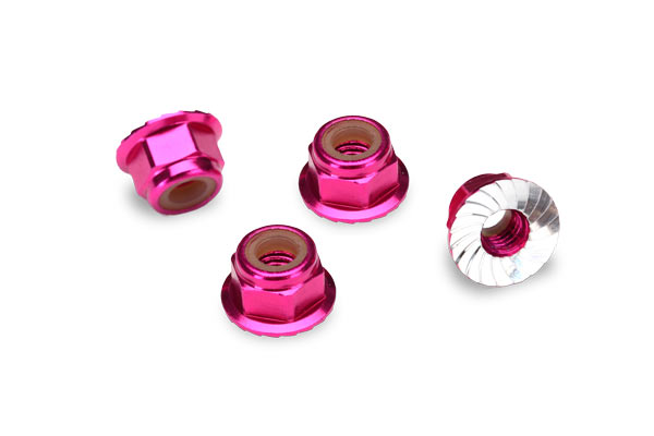Radmuttern mit Flansch 4mm selbstsichernd Pink (4 Stk)