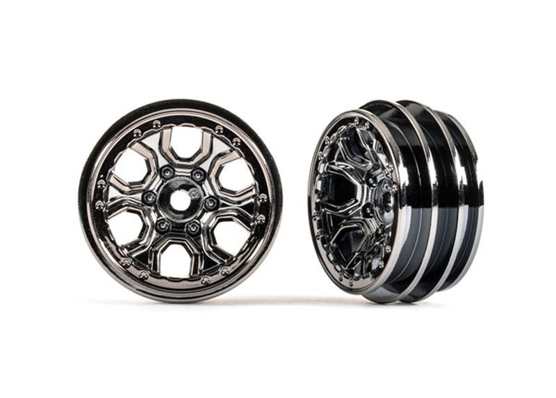 Felgen für TRX-4m Schwarz-Chrom 6 Speichen 1.0" 2 Stk