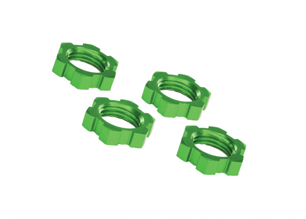 Radmuttern verzahnt Aluminium Grün 17mm (4 Stk)