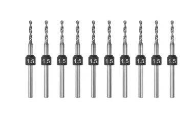 1.5mm -10 Pcs PCB Shank Tungsten Carbide Micro Drill Bits Se