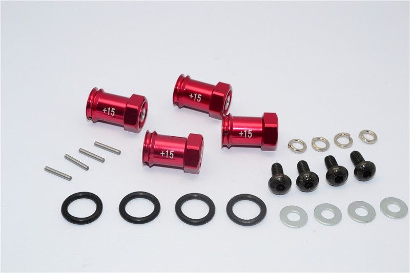 Aluminium Hex Adapter eloxiert +15mm rot