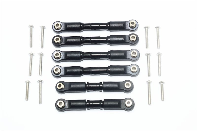 Aluminium Spurstangen-Set m. Kugelpfannen schwarz (6 Stk.)